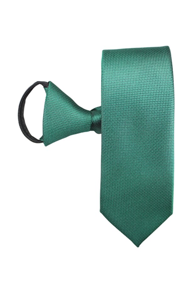 Dark Green Eyelet Patterned Zippered Tie