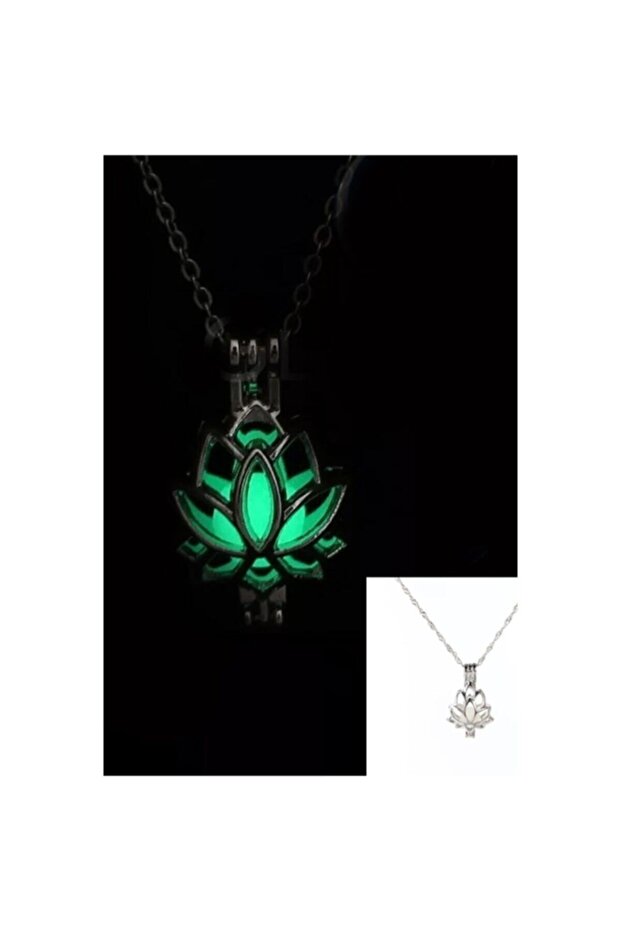 Karanlıkta Parlayan Çiçek Kolye Lotus Kolye Lotus Çiçeği Kolyesi - 1