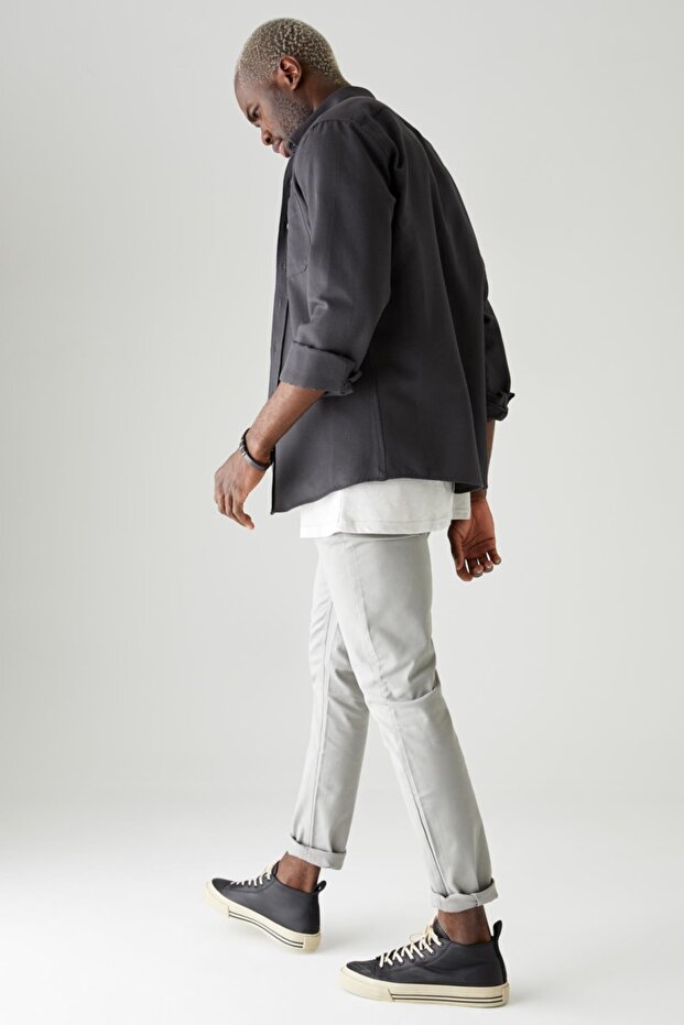 Basic Slim Fit Cepli Chino Pantolon - 1