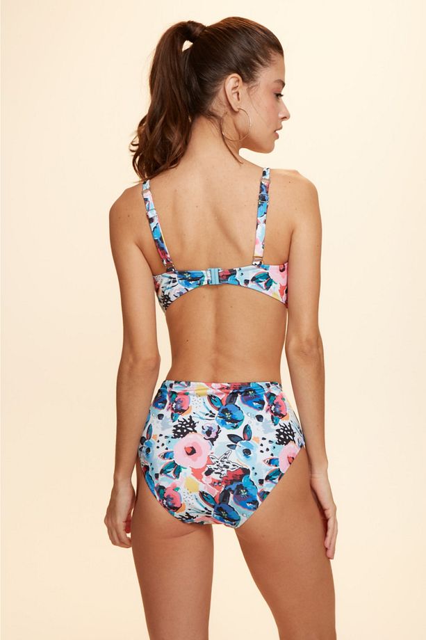 Bardot Yüksek Bel Bikini Tek Alt Çiçek Desenli 229204 - 2