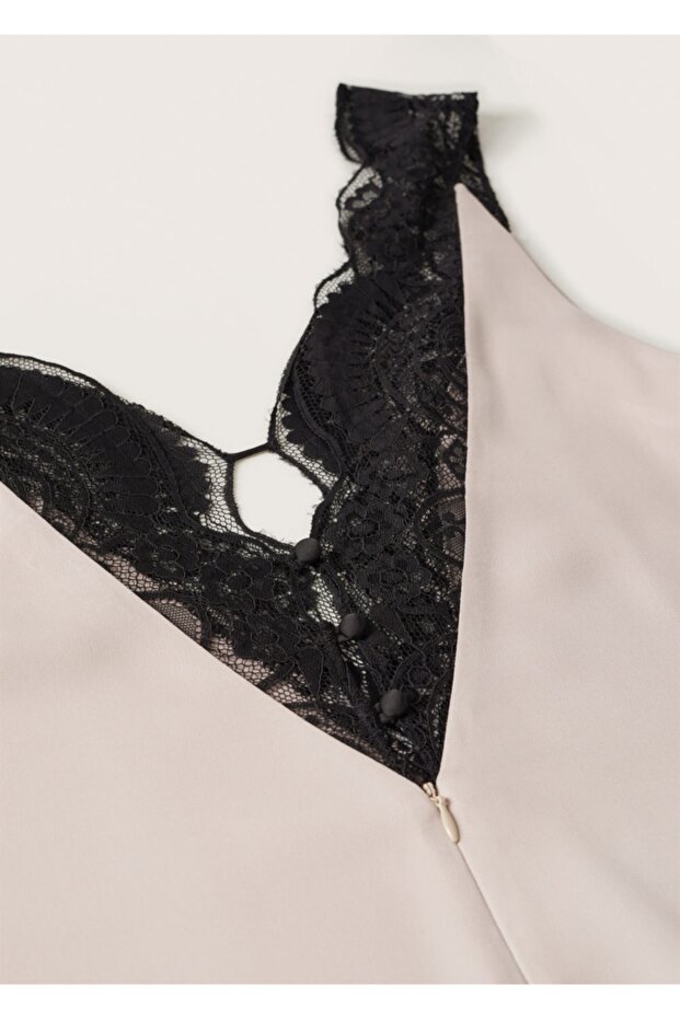 Kadın Açık/Pastel Mor Dantelli Kamisol Elbise - 5