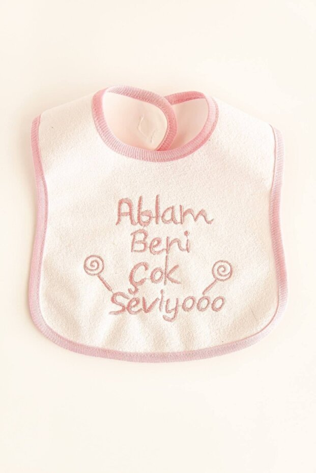 My Sister Loves Me So Much Printed Baby Bib Pink