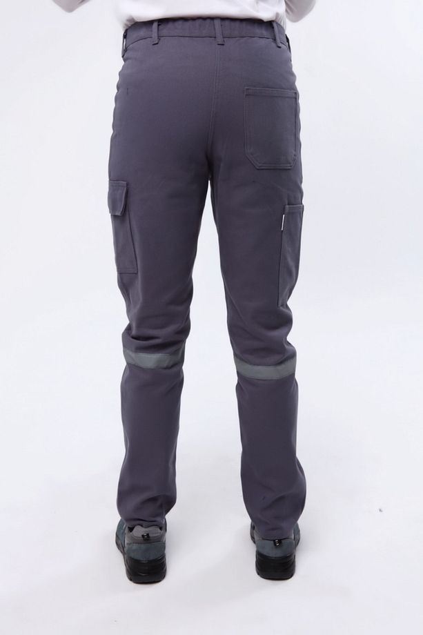 7/7 Gabardin Kışlık Gri Işçi Pantolonu Kalın Reflektörlü Iş Pantolonu - 4