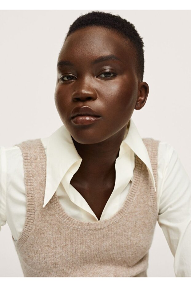 Kadın Bej Kısa Örgü Üst - 6