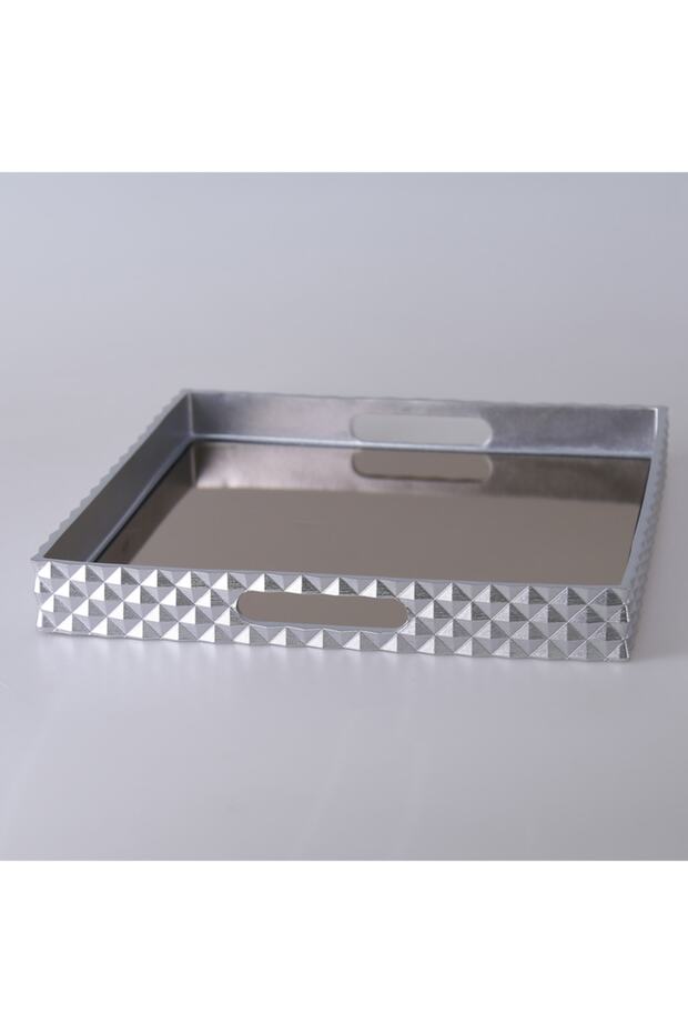 Piramit Kare Tepsi Gümüş 38x38 - 1