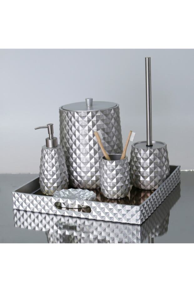 Piramit Kare Tepsi Gümüş 38x38 - 5