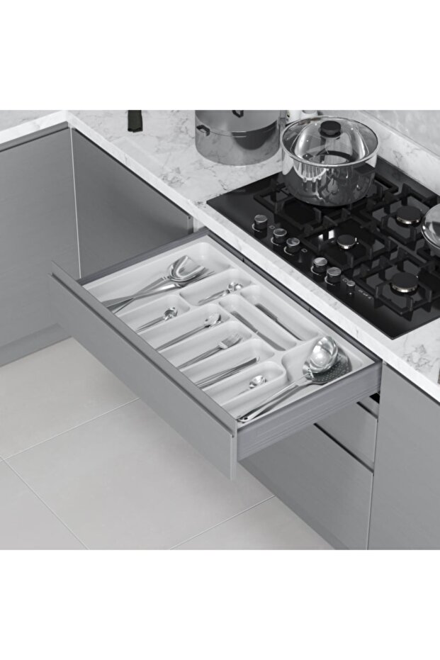2289 Drawer Plastic Cutlery Holder White Color 74X49 cm (10 Compartments) S-2289-W