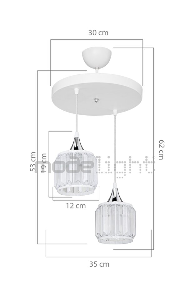 Haliç 2li Çember Sarkıt Beyaz / Krom - 4