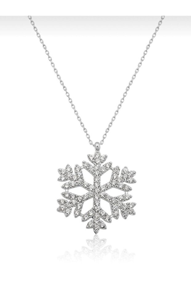 Silver Color Women's Snowflake Necklace Zircon White Stone Snowflake Necklace 813
