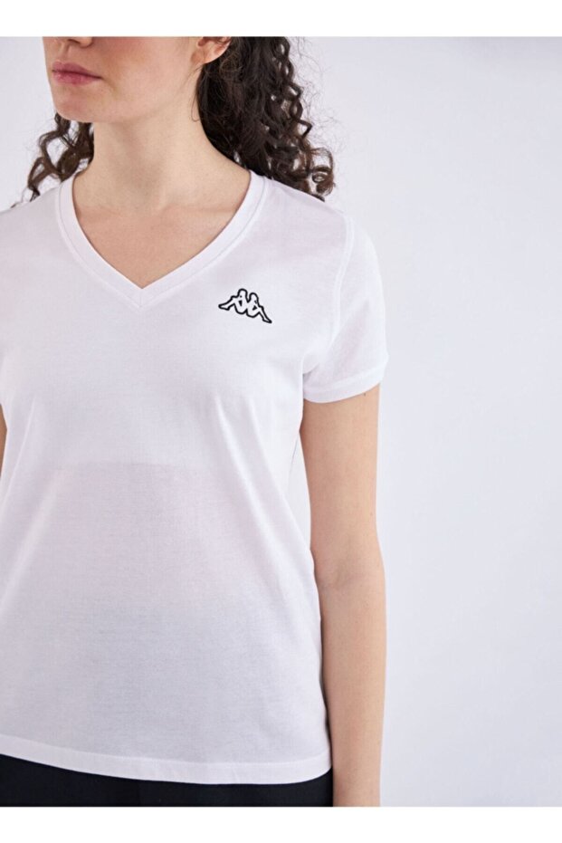 Logo Cabou Kadın Beyaz Regular Fit Tişört - 3