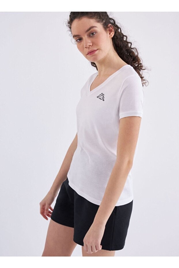 Logo Cabou Kadın Beyaz Regular Fit Tişört - 4