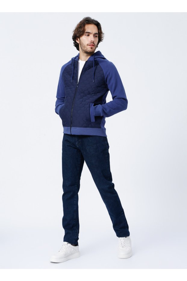 Palton pentru bărbați Civic Hooded Basic Solid bleumarin