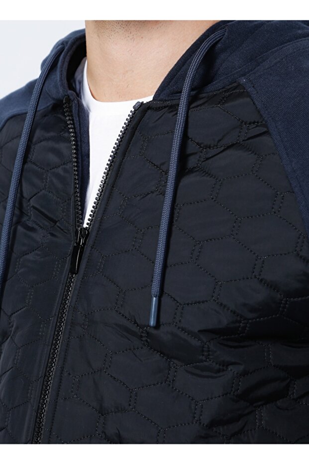 Civic Kapüşonlu Basic Düz Siyah Erkek Mont - 3