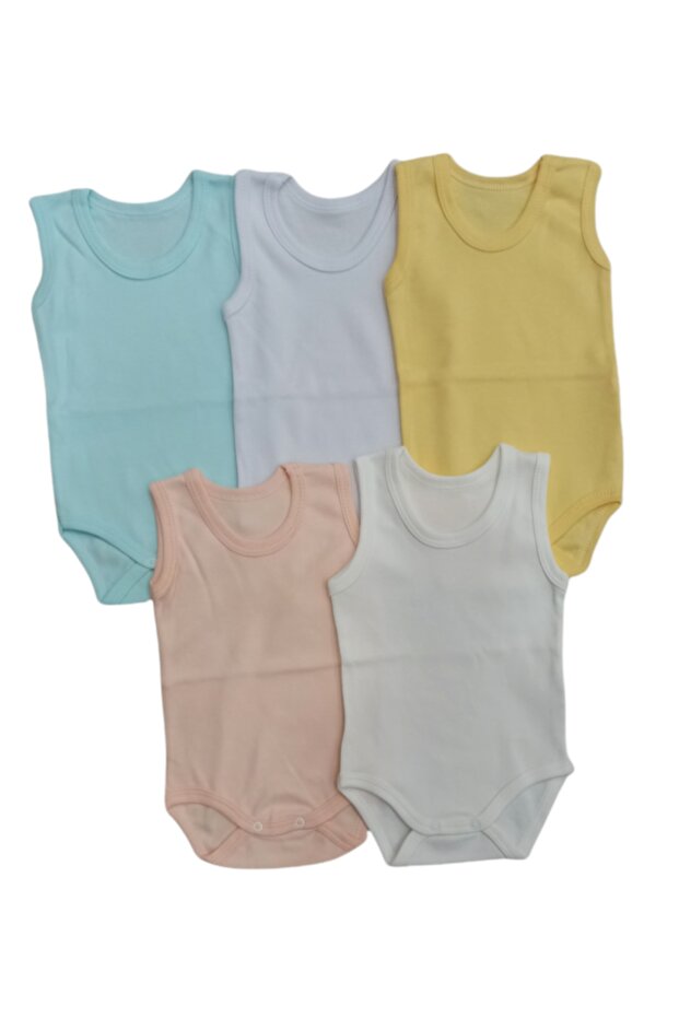 قميص داخلي أساسي برقبة دائرية مع مشبك بادي 5 عبوات من 0 إلى 48 شهرًا - 1