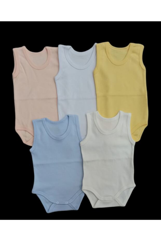 Strappy Basic Crew Neck Undershirt with Snap Fastener Badi 5 Pack - 1