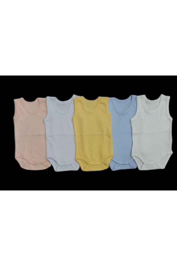 Strappy Basic Crew Neck Undershirt with Snap Fastener Badi 5 Pack - 5