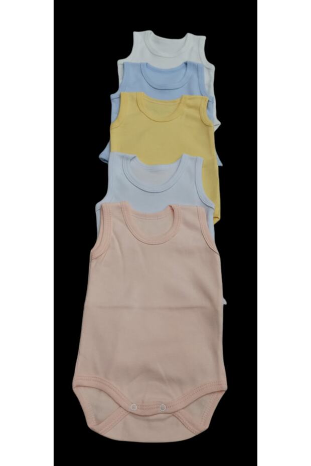 Strappy Basic Crew Neck Undershirt with Snap Fastener Badi 5 Pack - 6