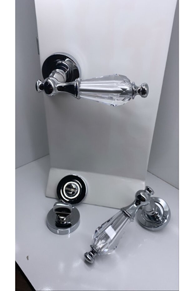 Topkapı Kristal Krom Rozetli Wc Kapı Kolu - 1