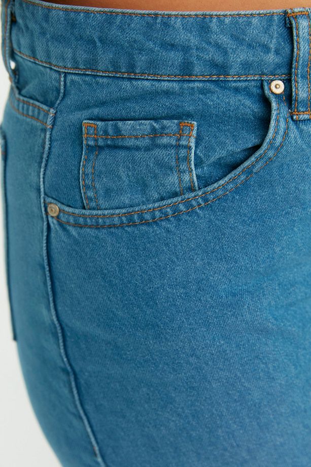 Açık Mavi Yüksek Bel Geniş Paça Büyük Beden Wide Leg Jeans TBBSS22JE0211 - 5