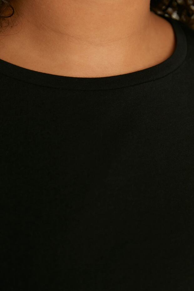 Siyah Bisiklet Yaka Örme Pijama Takımı TBBSS22PT0567 - 3
