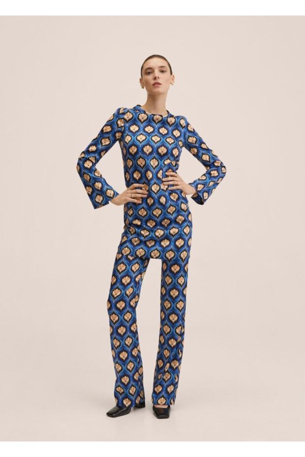 Desenli Retro Elbise - 2