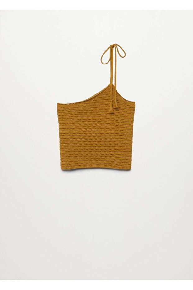 Kadın Hardal Ajurlu Örgü Pamuklu Üst - 3