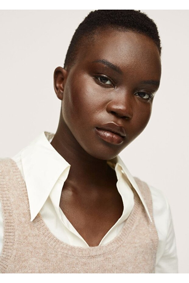 Kadın Bej Kısa Örgü Üst - 5