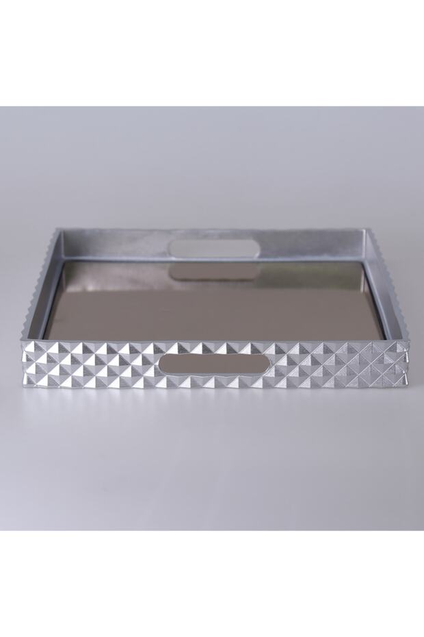 Piramit Kare Tepsi Gümüş 38x38 - 2