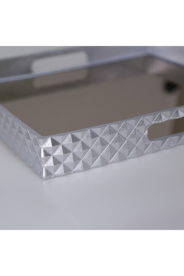 Piramit Kare Tepsi Gümüş 38x38 - 3