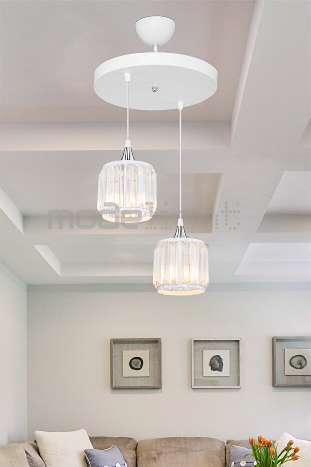 Haliç 2li Çember Sarkıt Beyaz / Krom - 1