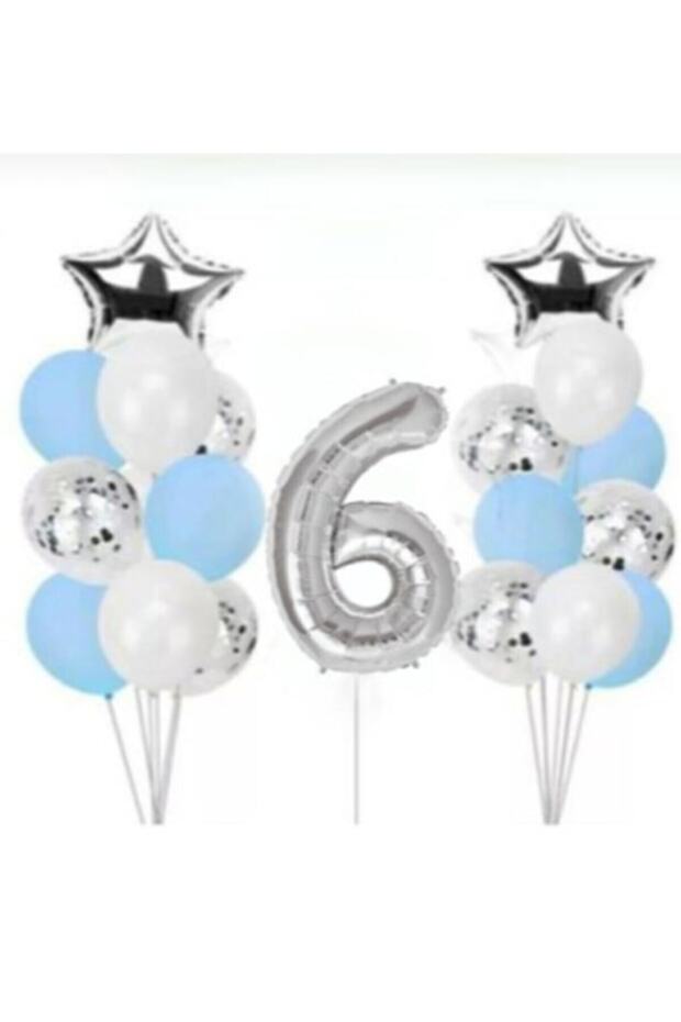 Rönesans 6 Year Old Confetti Transparent Balloon Birthday Party Set