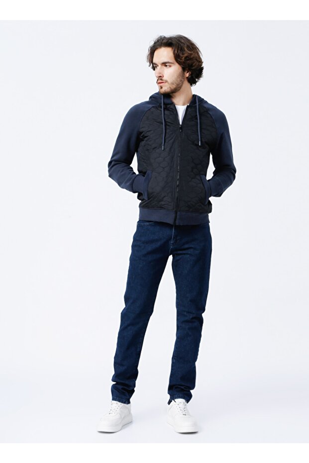 Civic Kapüşonlu Basic Düz Siyah Erkek Mont - 1