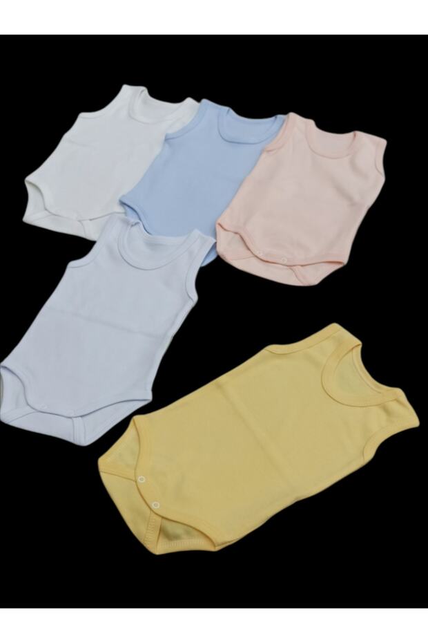Strappy Basic Crew Neck Undershirt with Snap Fastener Badi 5 Pack - 7