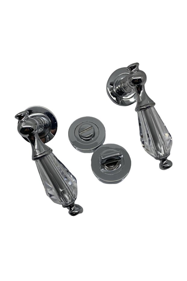 Topkapı Kristal Krom Rozetli Wc Kapı Kolu - 2