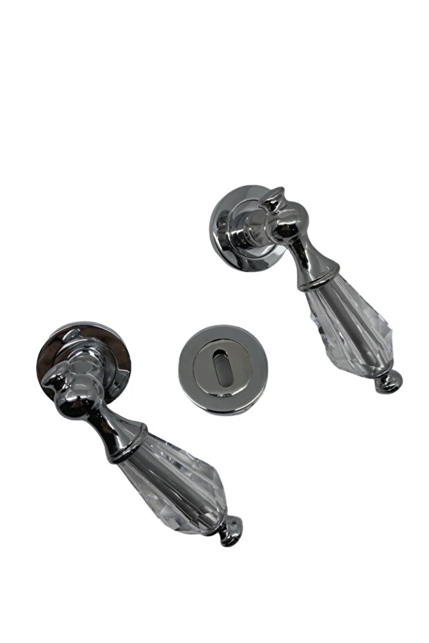 Topkapı Kristal Krom Rozetli Oda Kapı Kolu - 2