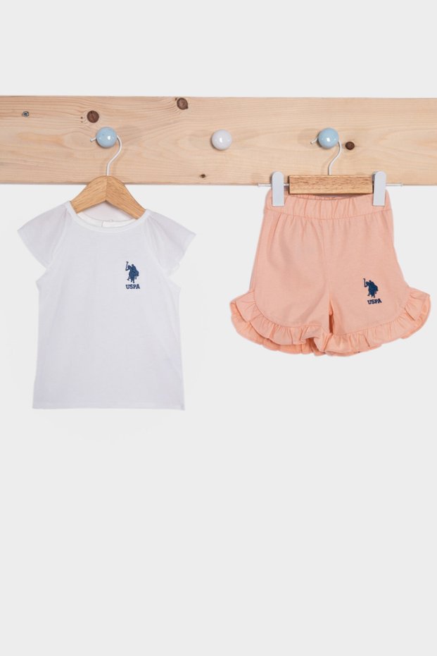 Us Polo Baby Girl 2-Piece T-Shirt Set - Cream