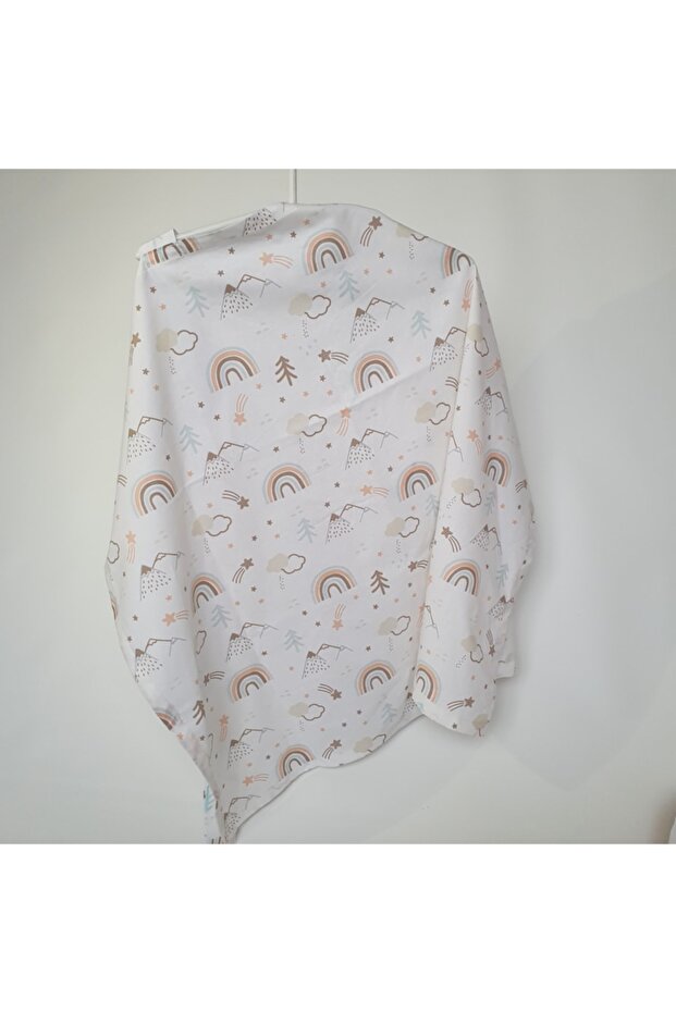 مريلة الرضاعة الطبيعية بنمط قوس قزح من البوبلين - 1