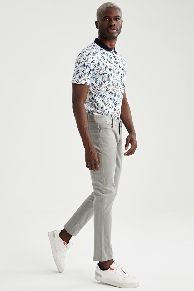 Basic Slim Fit Cepli Chino Pantolon - 5