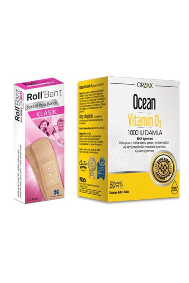 Band-Aid 10 Pack + Ocean Vitamin D3 1000 Iu Drops 50 ml