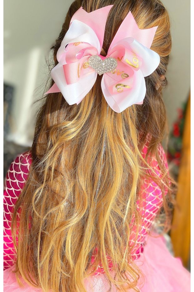 Special Design Luxury Gold Love Folded Bow Ribbon Buckle with Metal Clip Women's Children's Buckle Pink