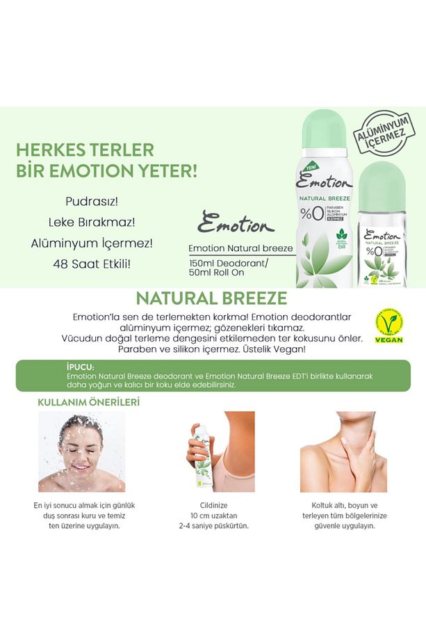 ( KİL MASKESİ HEDİYE ) Emotion Natural Breeze Roll On 50ml ( 1 ADET ) - 2