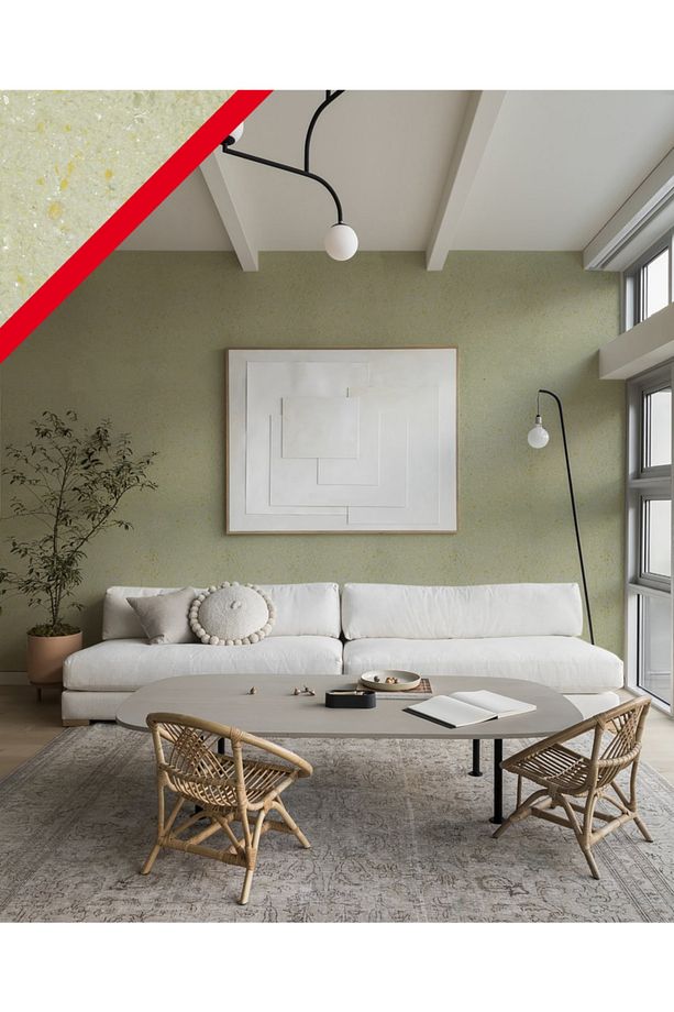 Enerjik Isı Ve Ses Yalıtımlı Ipek Sıva Elegans Serisi - Elg 003 Yeşil Sarı Ayçicek - 1