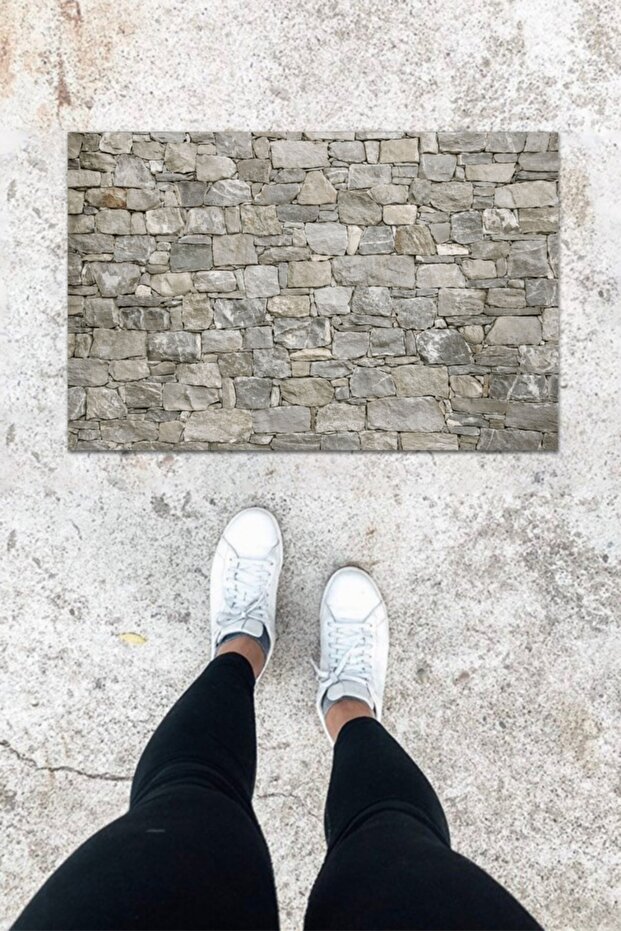 Digital Printing Gray Outdoor and Indoor Stone Wall Pattern Door Mat