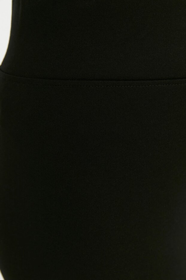 Siyah Toparlayıcı Beli Lastikli Yüksek Bel Esnek Örme Büyük Beden Tayt TBBSS22TA0022 - 5