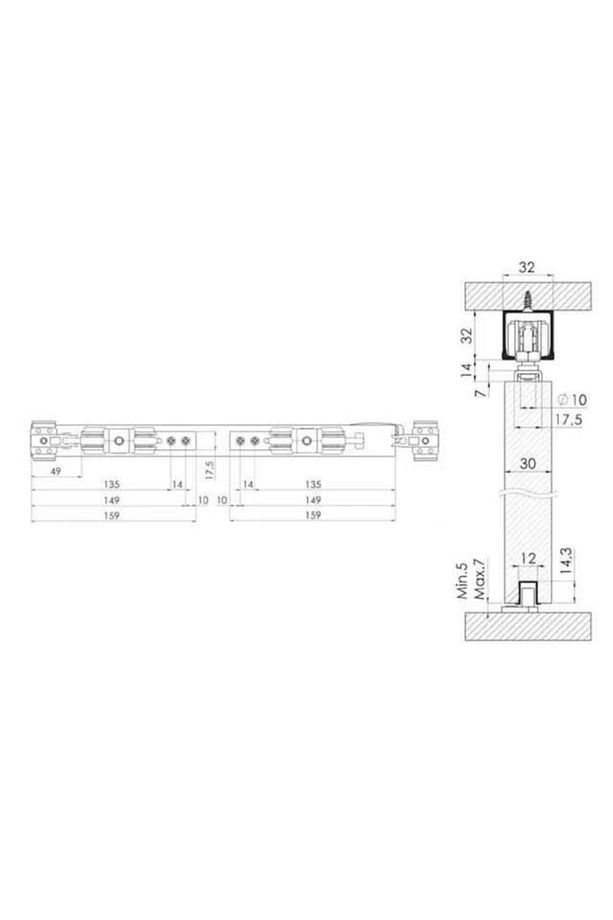 Mepa Sks51 Sürgülü Asma Kapı Sistemi Sürgülü Kapı Mekanizması 2mt Alüminyum (KAPI DAHİL DEĞİLDİR) - 8