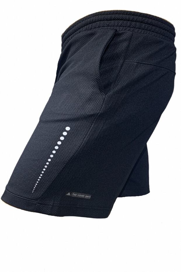 Men's Black and White Drop Printed Lightweight Casual Sports Fitness Running Shorts with Phone Pocket