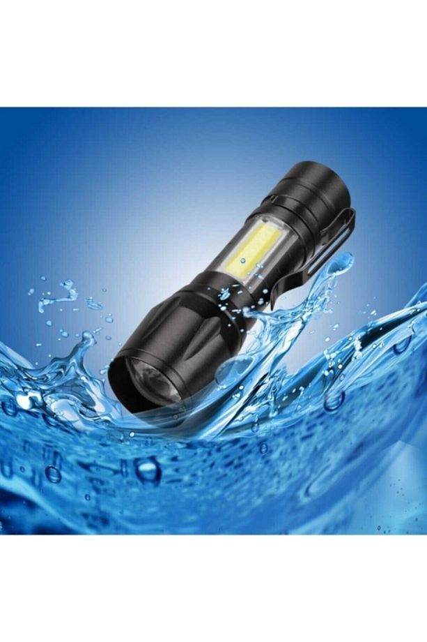 Ultra Güçlü 600 Lumens +3w Cob Led Usb Şarjlı El Feneri Kutulu Kamp Feneri Avcılık Feneri - 5
