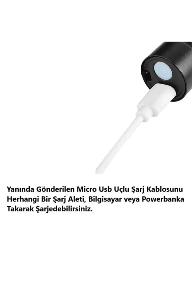Ultra Güçlü 600 Lumens +3w Cob Led Usb Şarjlı El Feneri Kutulu Kamp Feneri Avcılık Feneri - 8