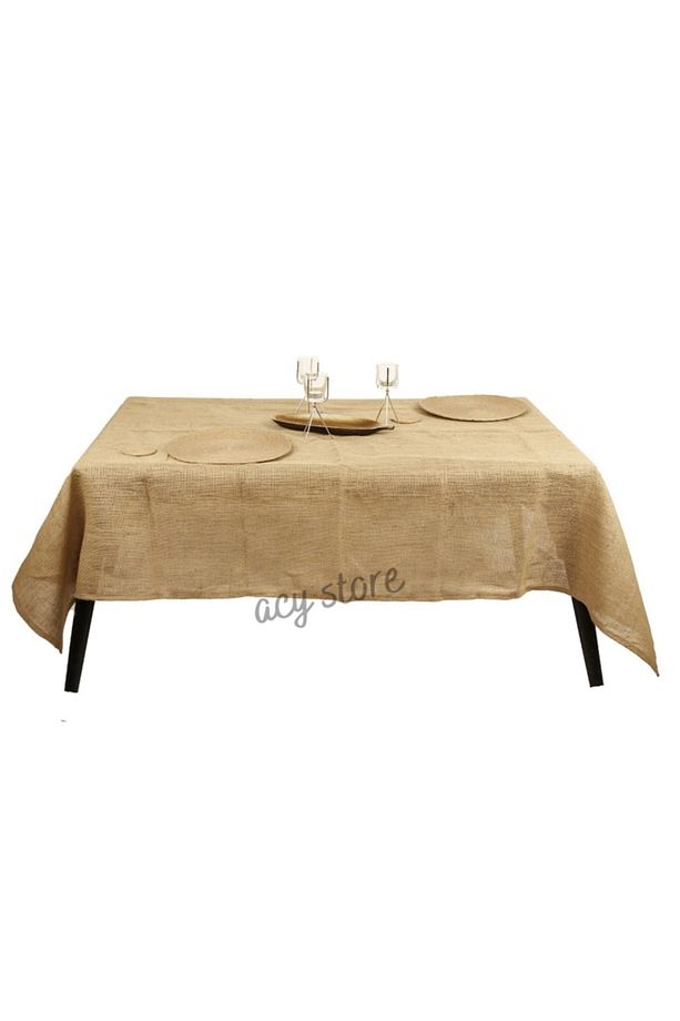 Jüt Masa Örtüsü 150 X 300 cm Ebatlarında Hasır Kumaş Düz Model 1 Adet - 3