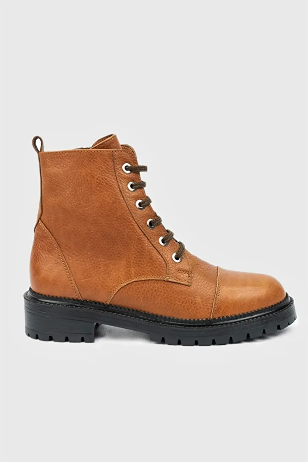 Kadın Taba Hakiki Deri 35-41 Numara Bağcıklı Bot & Bootie - 1